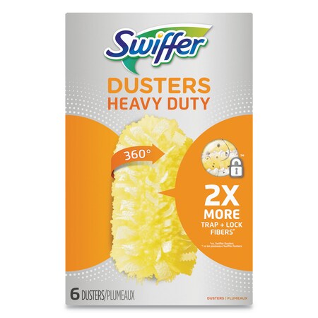 Swiffer Heavy Duty Dusters Refill, Dust Lock Fiber, Yellow, PK6 21620BX